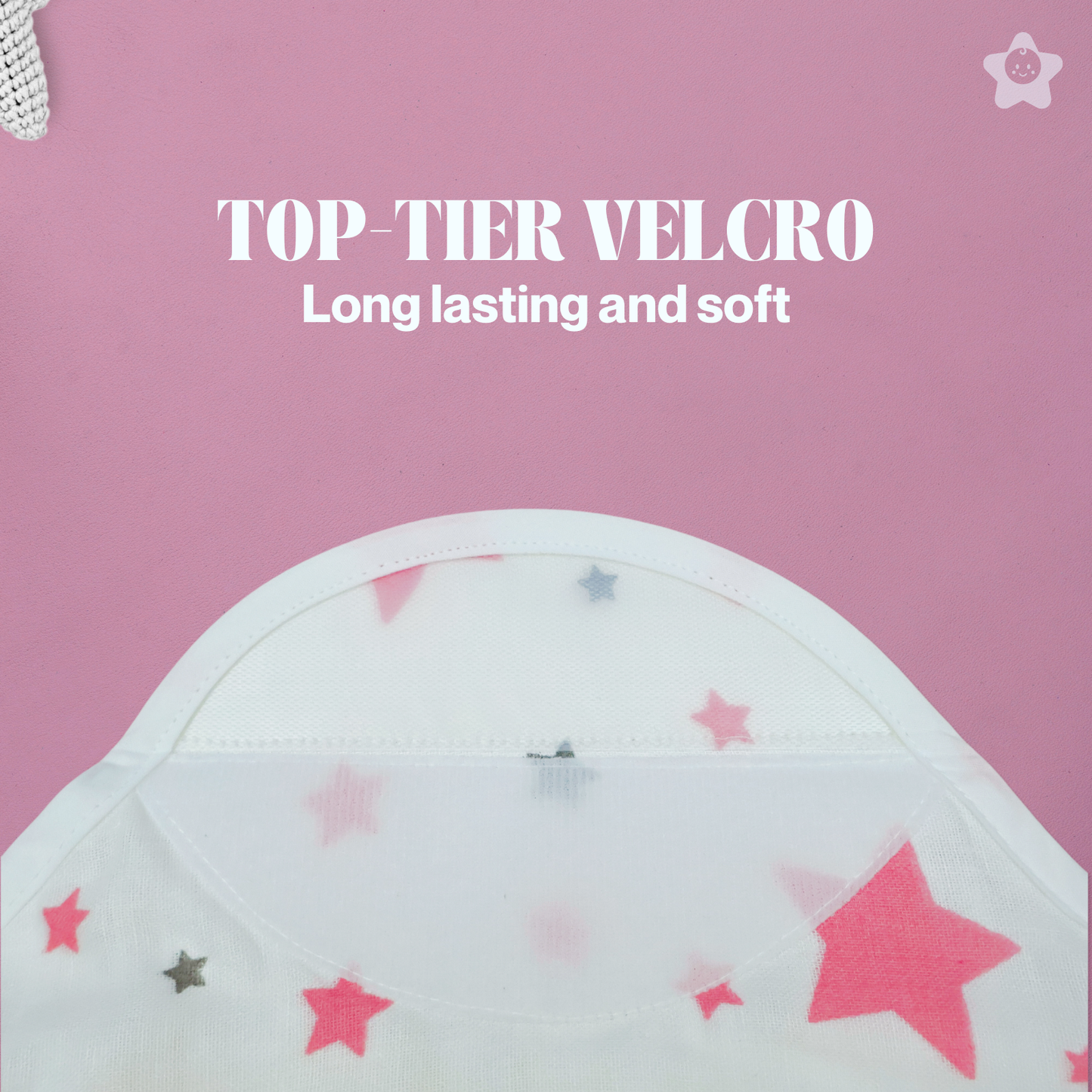 Kika Kiki Fuchisa Stars Velcro Muslin Swaddle -100% Muslin Swaddle Wrapper (Pack of 1)