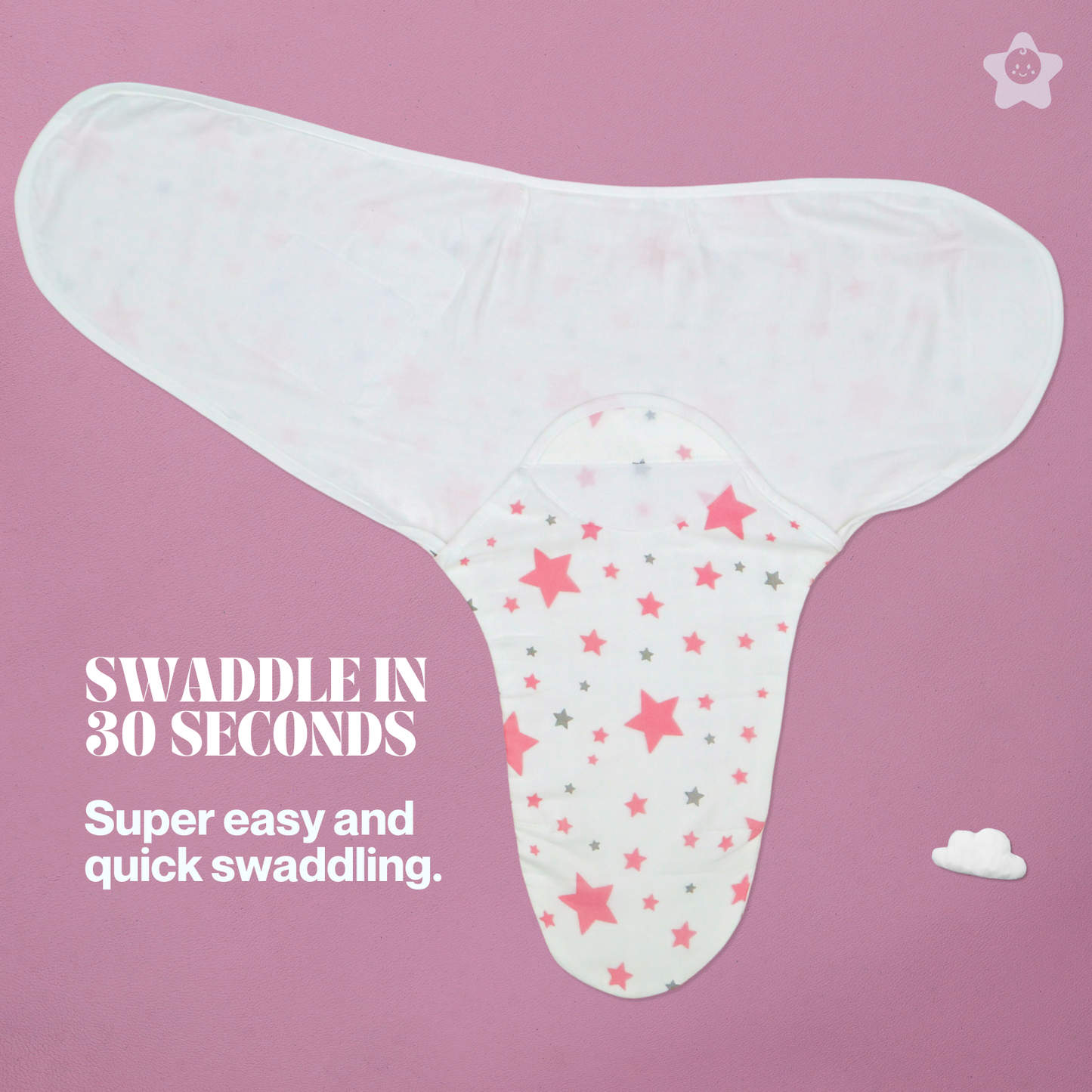 Kika Kiki Fuchisa Stars Velcro Muslin Swaddle -100% Muslin Swaddle Wrapper (Pack of 1)