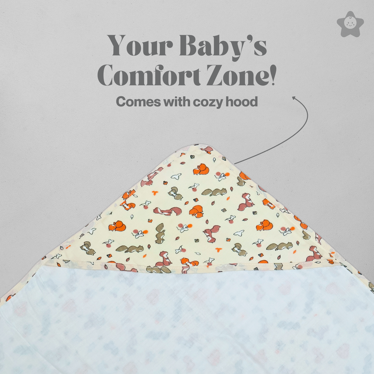 Kika Kiki Bunny Buds Hooded Wrapper Bath Towel - 100% Soft Muslin Cotton (Pack of 1)