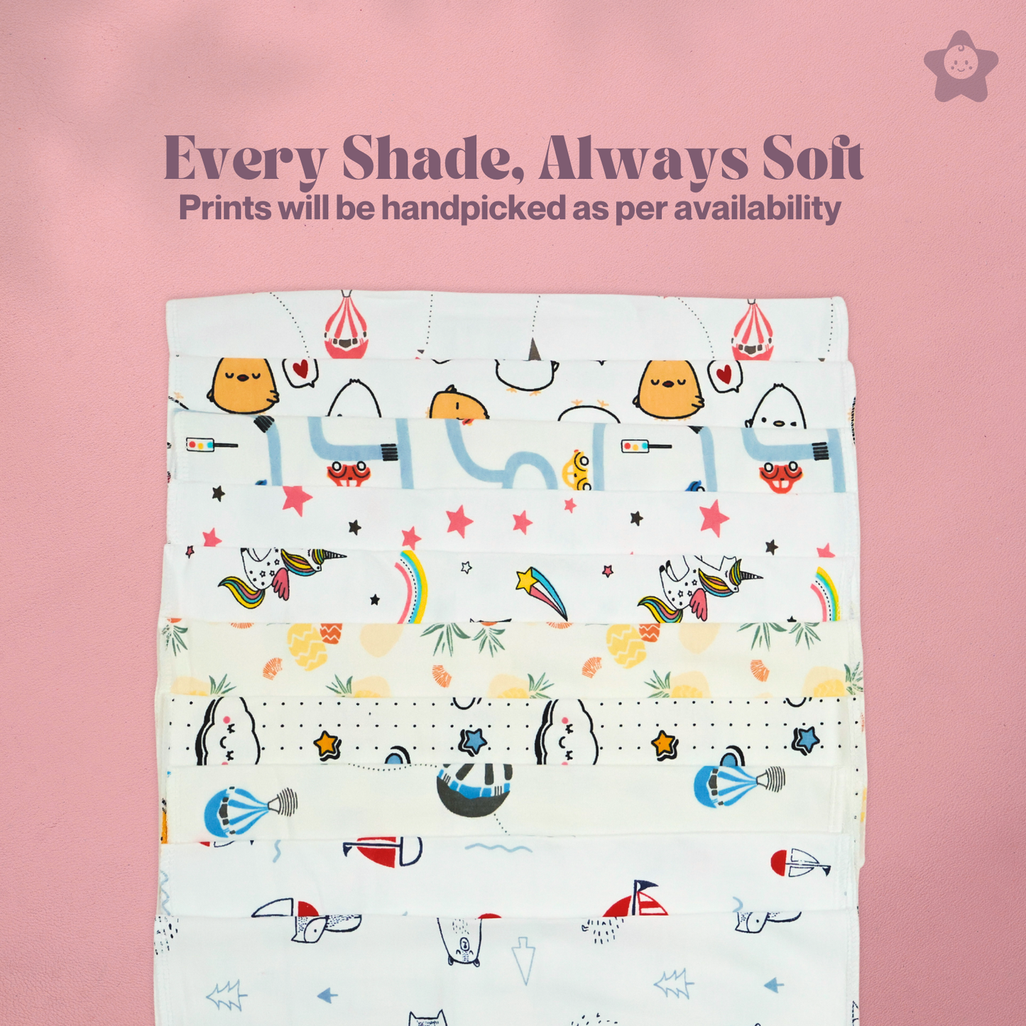 Kika Kiki XL Artistry Prints Wash Cloths - 100% Ultra Soft Cotton Assorted Face wipes (Pack of 5)