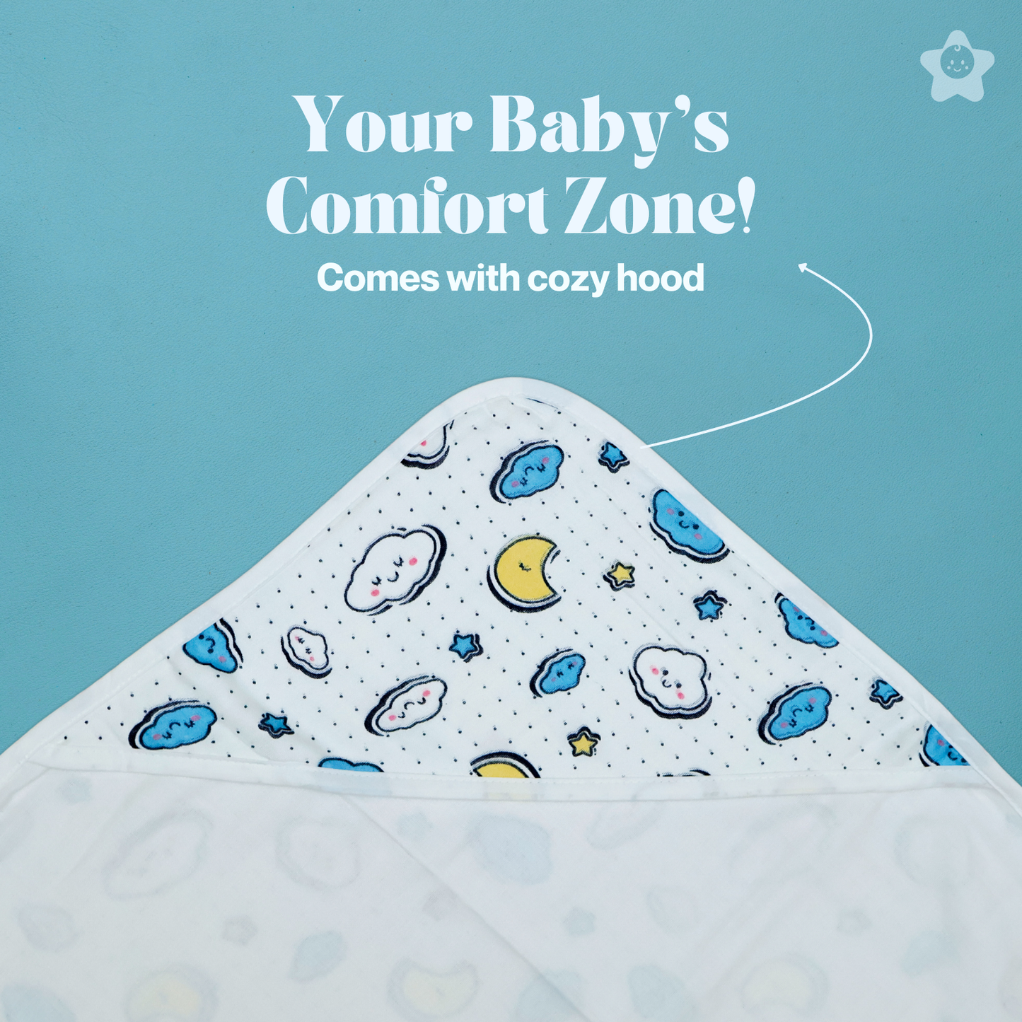 Kika Kiki Magical Night Hodded Wrapper Bath Towel - 100% Soft Muslin Cotton (Pack of 1)