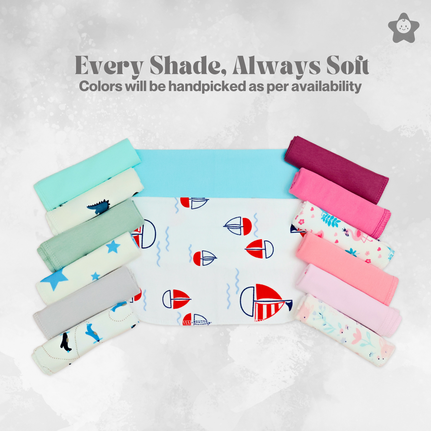 Kika Kiki Fusion Pack Wash Cloths - 100% Ultra Soft Cotton Assorted Face wipes (Pack of 5)