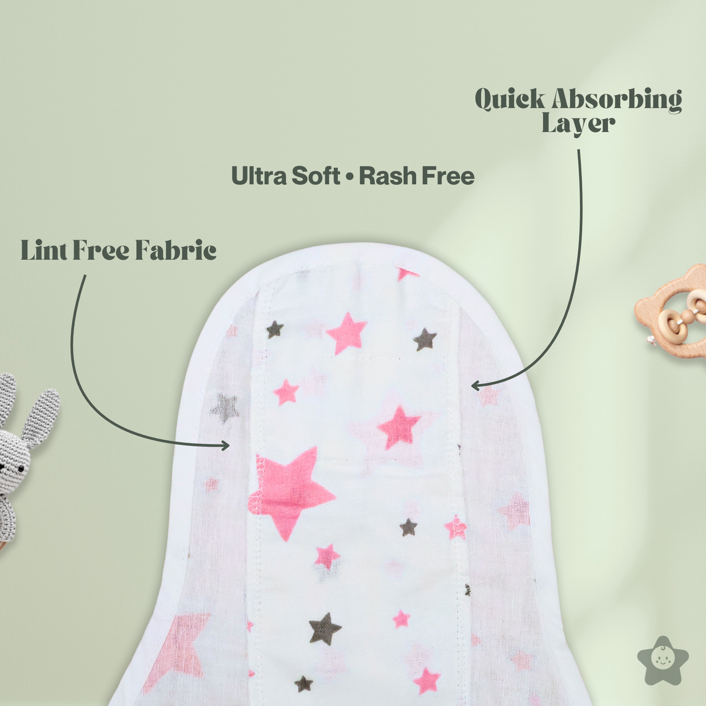 Kika Kiki Bliss Edition 100% Muslin Nappies - 100% Soft Cotton Langot (Pack of 6)