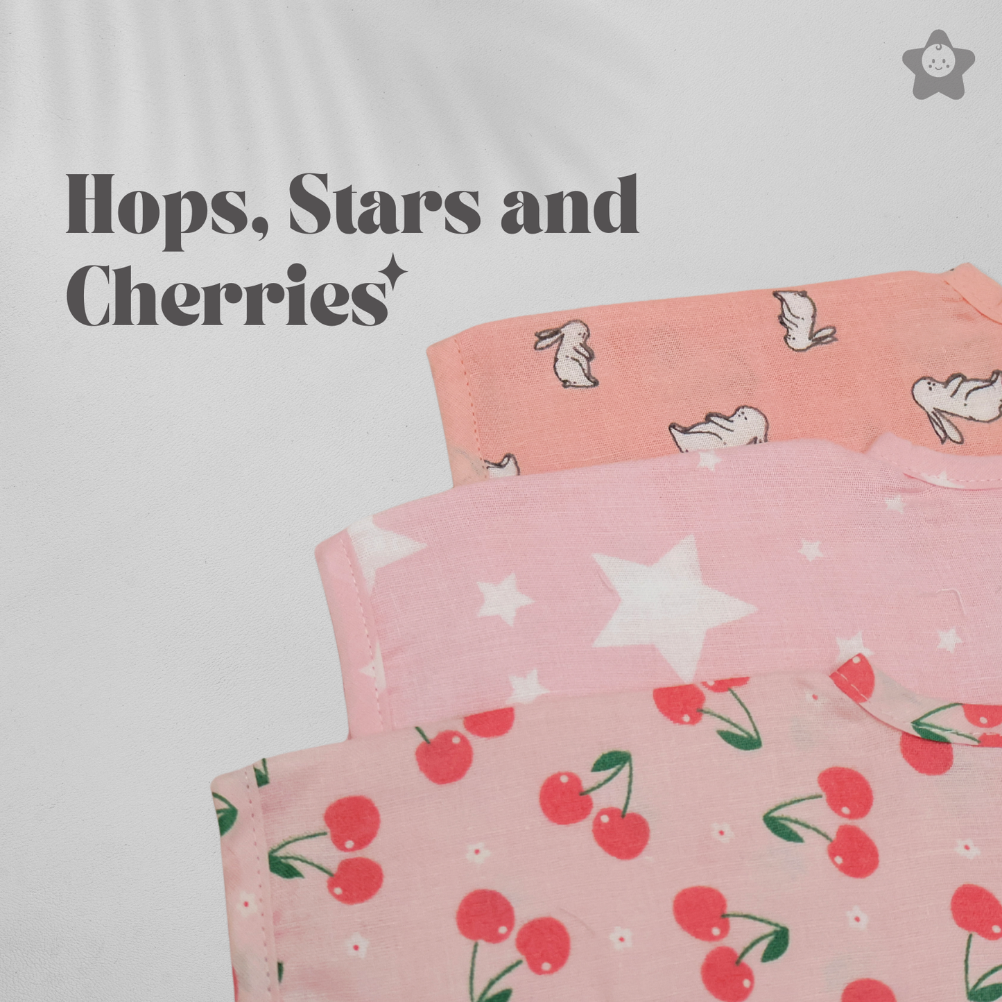 Kika Kiki Blossom Prints Muslin Jhabla - 100% Soft Muslin Cotton Unisex Button up Vest (Pack of 3)