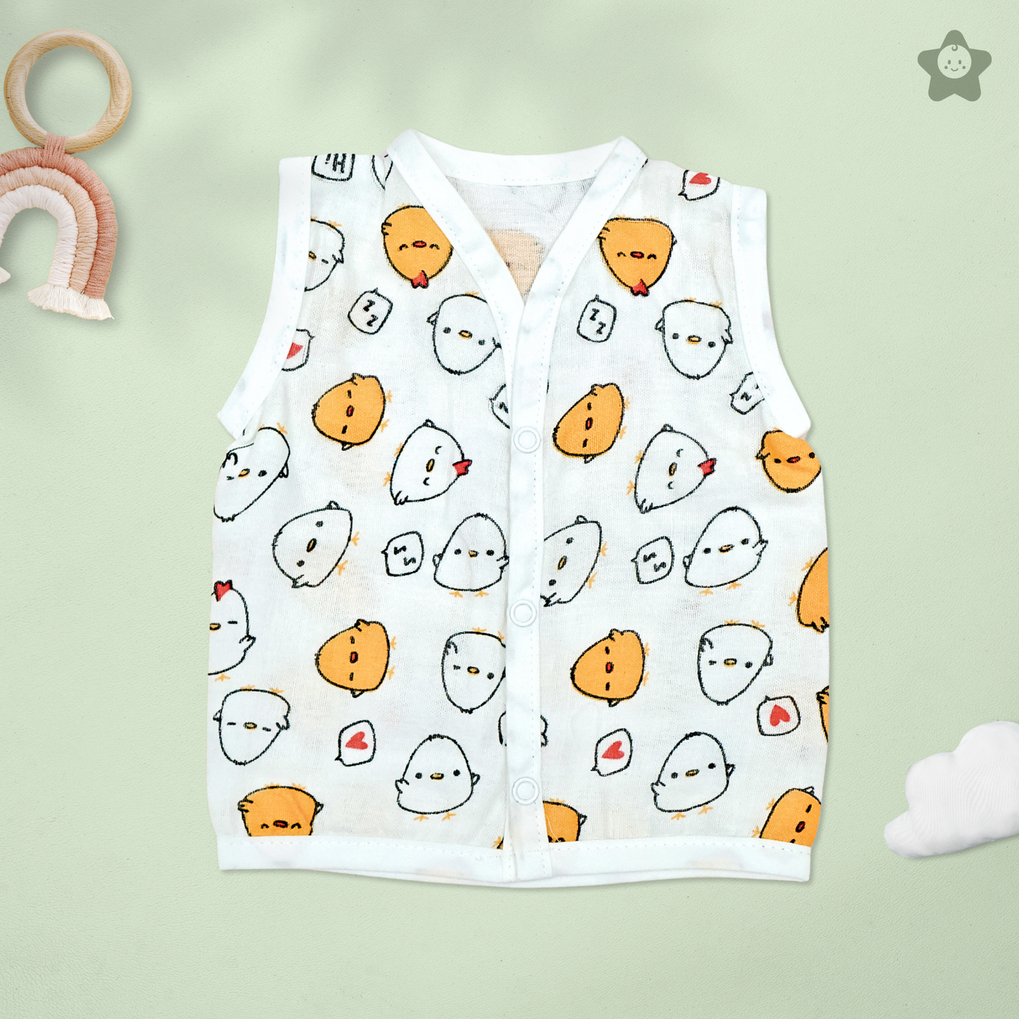 Kika Kiki Buddy Boho Muslin Jhabla - 100% Soft Muslin Cotton Unisex Button up Vest (Pack of 3)