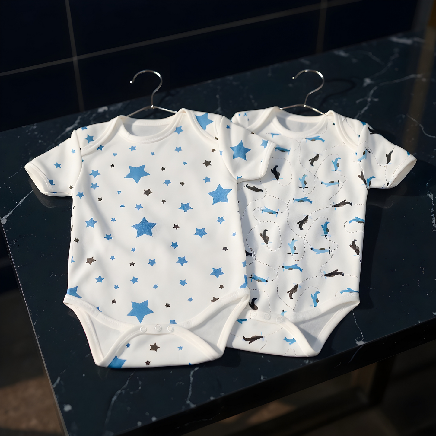 Sky Explorer BodySuits - 100% Ultra Soft Knitted Cotton Unisex Onesies (Pack of 2)