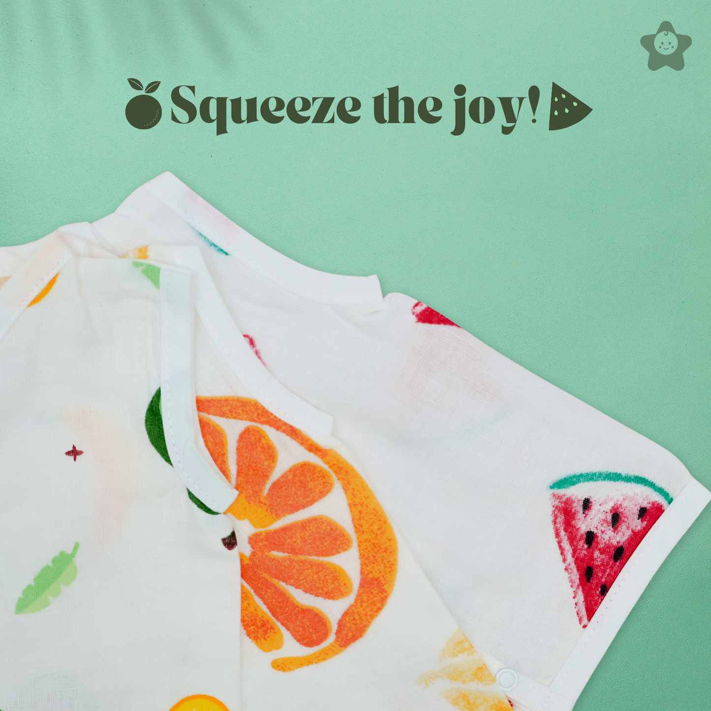 Kika Kiki Juicy Fruits Edition Muslin Jhabla - 100% Soft Muslin Cotton Unisex Button up Vest (Pack of 3)