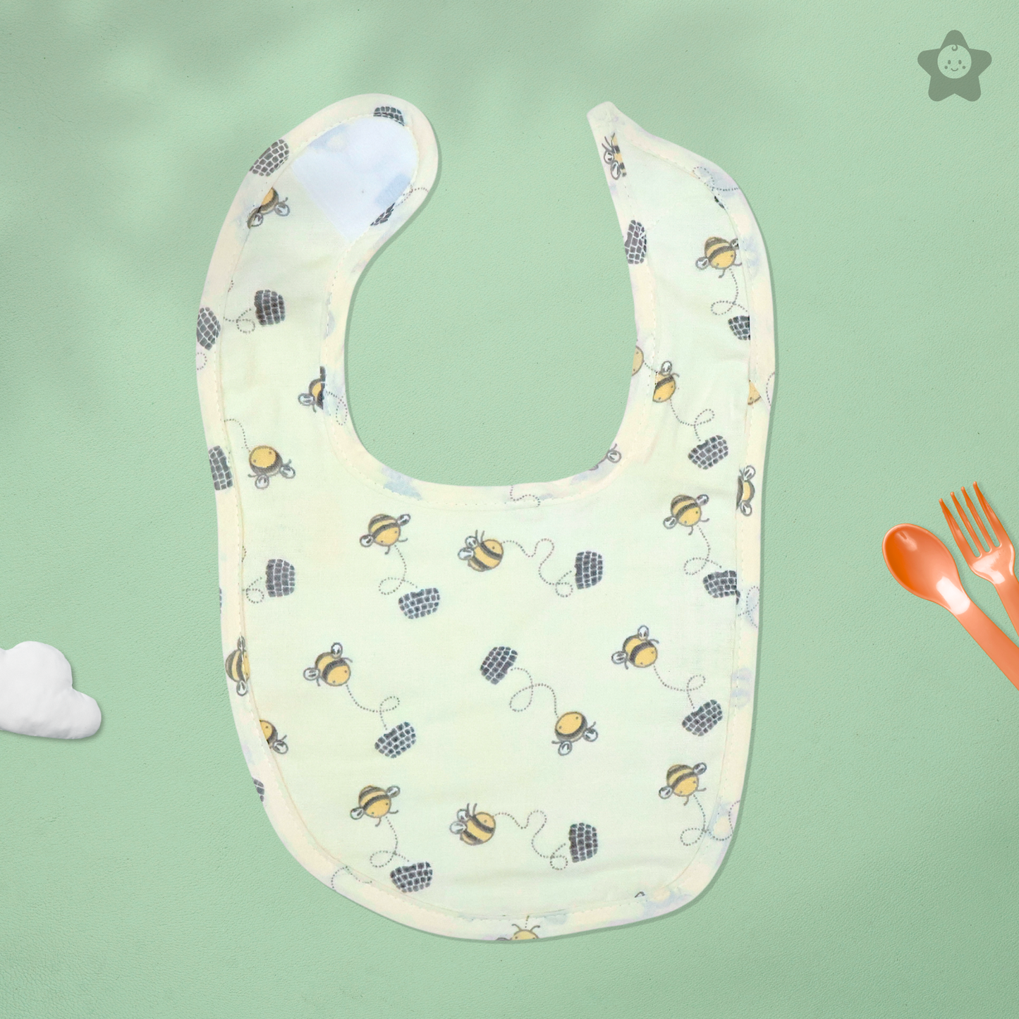 Kika Kiki Squirrels & Bees Duo Baby Apron Bibs - 100% Soft Muslin Cotton (Pack of 2)
