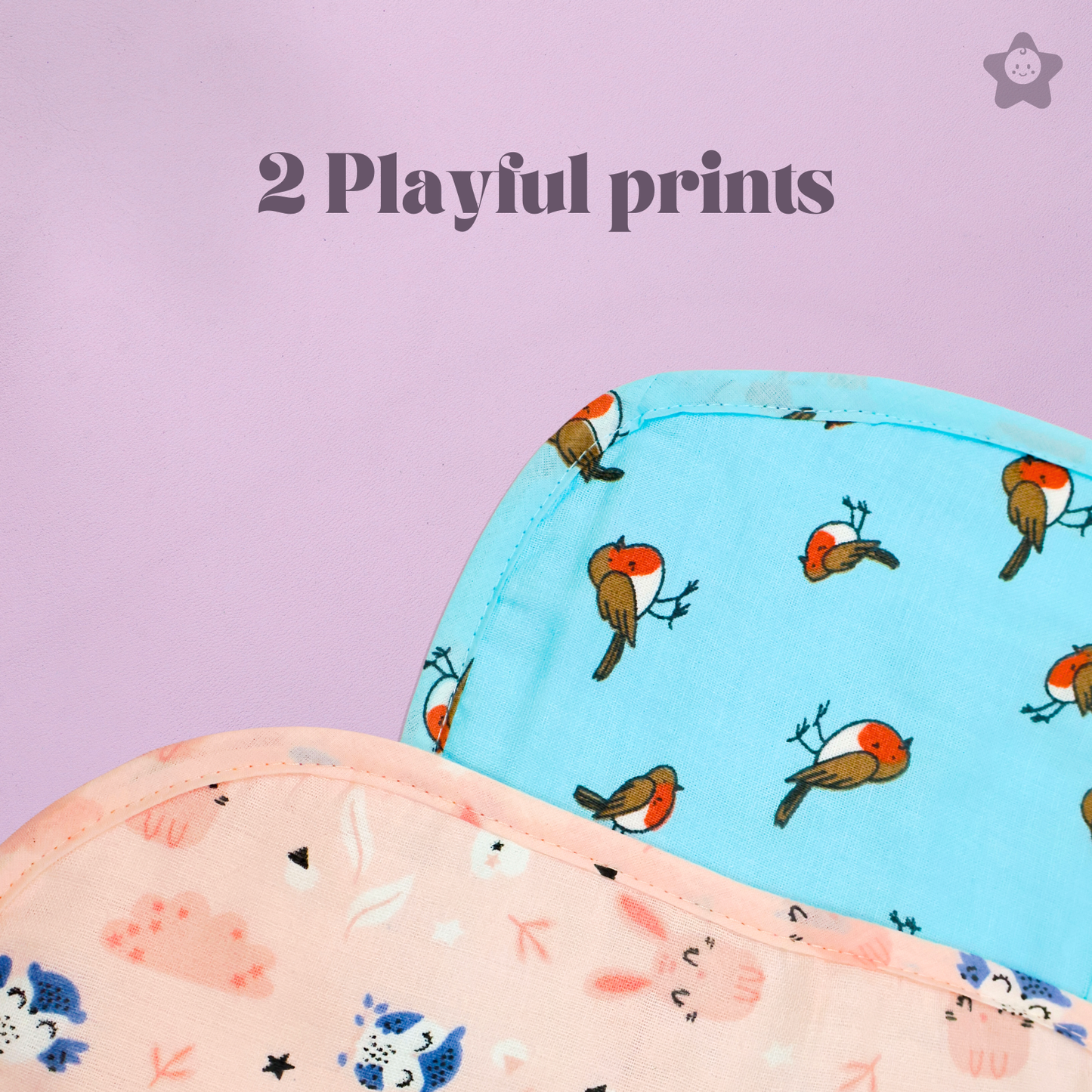 Kika Kiki Woodland Duo Baby Apron Bibs - 100% Soft Muslin Cotton (Pack of 2)