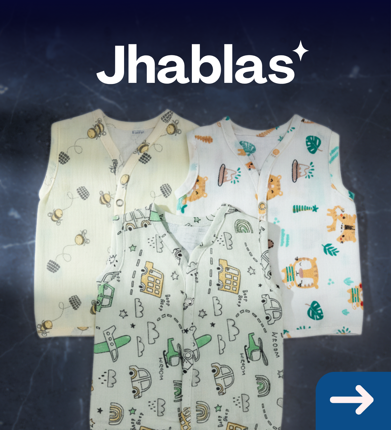 Kika Kiki Premium Muslin Vest Jhabla With Buttons Cover