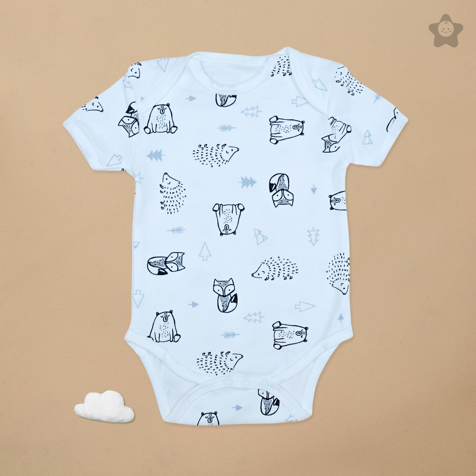 Kika Kiki Dino & Bear BodySuits - 100% Ultra Soft Knitted Cotton Unisex Onesies (Pack of 2)