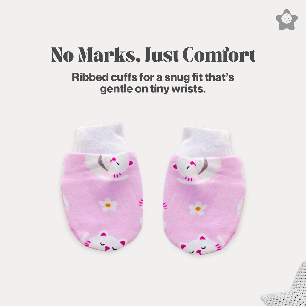 Kika Kiki Cap Mittens Booties Set - 100% Ultra Soft Cotton Combo Unicorn Skies