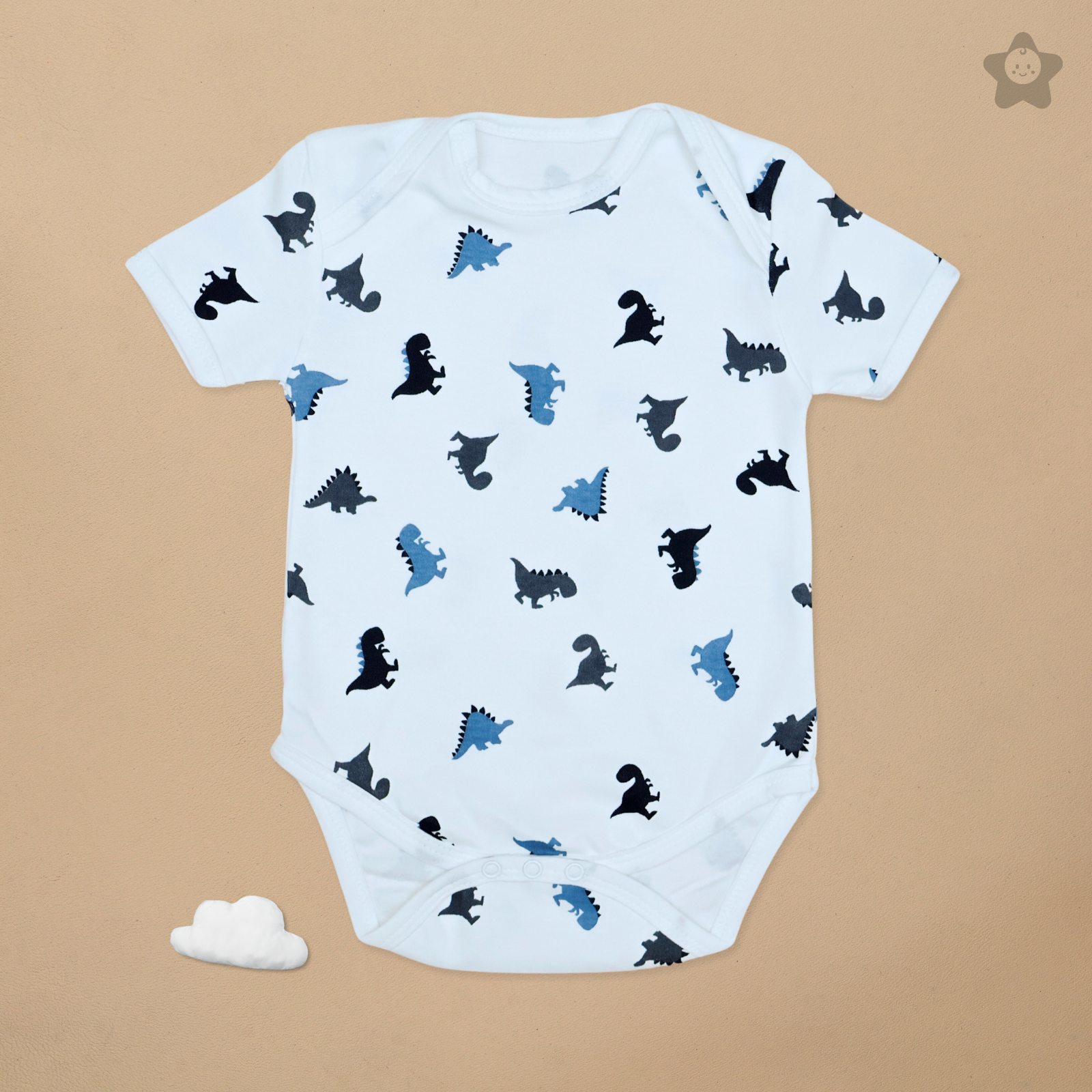 Kika Kiki Dino & Bear BodySuits - 100% Ultra Soft Knitted Cotton Unisex Onesies (Pack of 2)