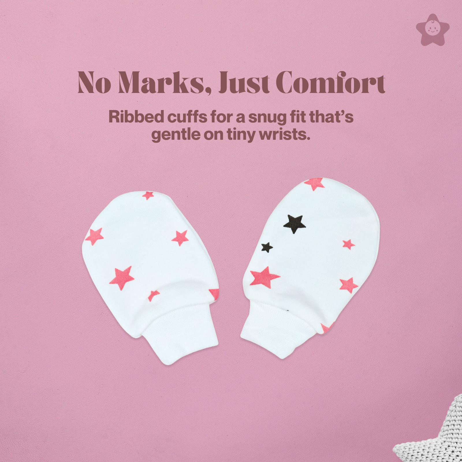 Kika Kiki Cap Mittens Booties Set - 100% Ultra Soft Cotton Combo Set Stars (Fuchisa)