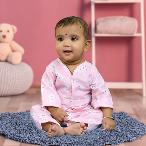 Kika Kiki Kitty Bloom Muslin Co-ord set | 100% Ultra soft FInest Cotton Lounge wear (pack of 1)