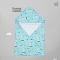 Kika Kiki Racing Rabbits Hooded Wrapper Bath Towel - 100% Soft Muslin Cotton (Pack of 1)