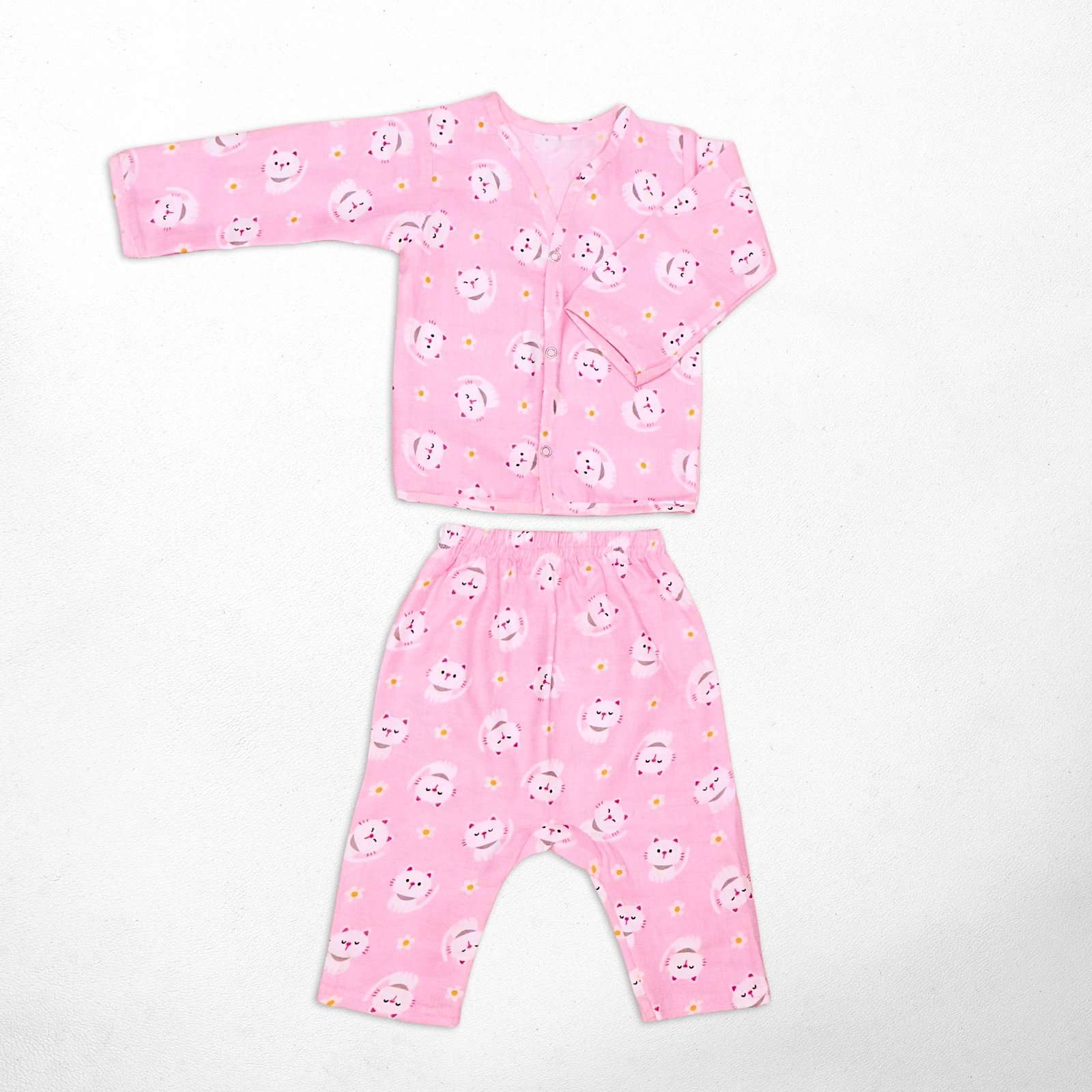 Kika Kiki Kitty Bloom Muslin Co-ord set | 100% Ultra soft FInest Cotton Lounge wear (pack of 1)