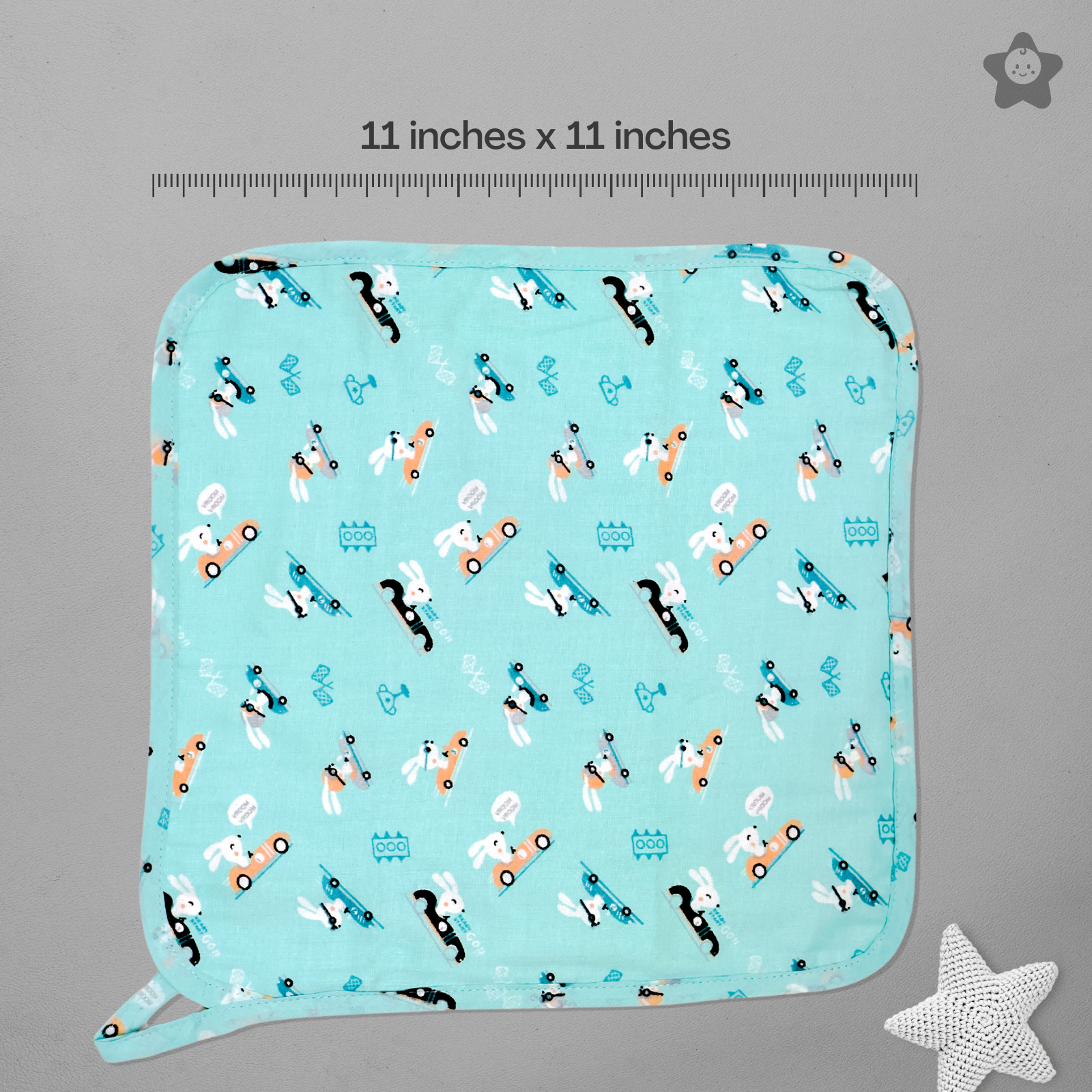 Kika Kiki Muslin 4 Layer XL Wash Cloths - Hues Prints 100% Cotton Assorted Face wipes (Pack of 3)