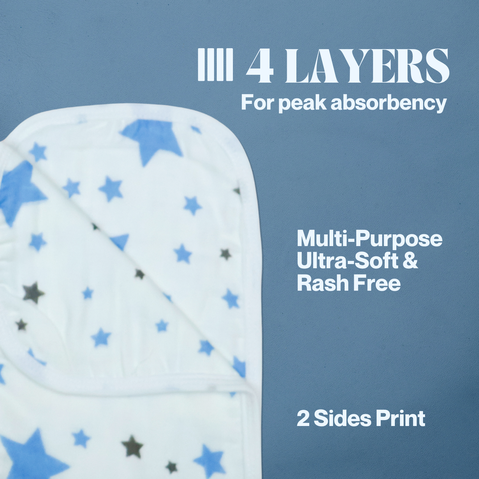 Kika Kiki Sky Twinkles prints Burp Cloth- 100% Soft Muslin Cotton (Pack of 3)