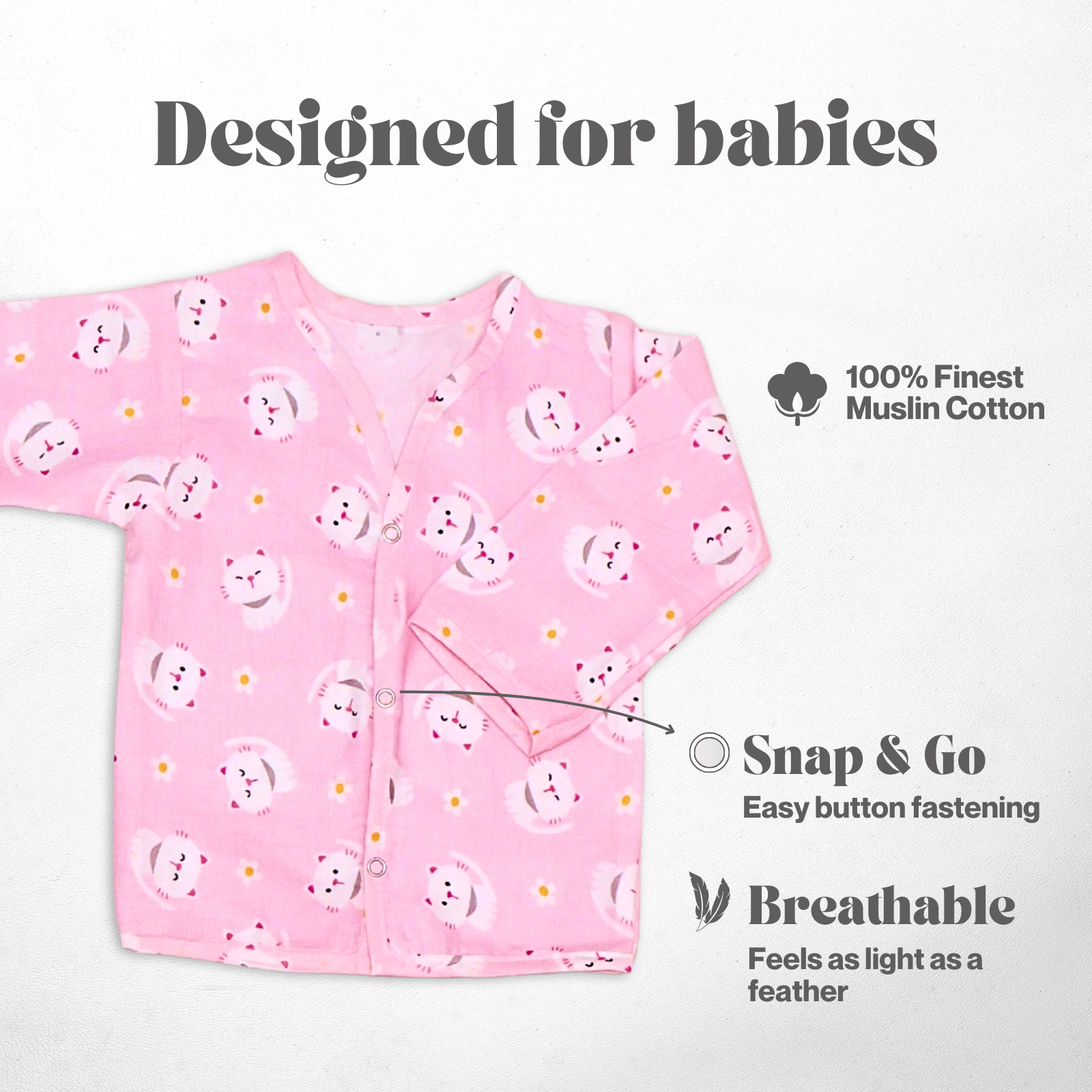 Kika Kiki Kitty Bloom Muslin Co-ord set | 100% Ultra soft FInest Cotton Lounge wear (pack of 1)