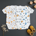 Kika Kiki Buddy Prints BodySuits - 100% Ultra Soft Knitted Cotton Unisex Onesies (Pack of 2)