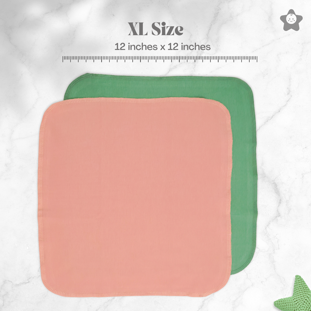 Kika Kiki XL Solids Pack Wash Cloths - 100% Ultra Soft Cotton Assorted Face wipes (Pack of 5)