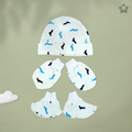 Kika Kiki Cap Mittens Booties Set - 100% Ultra Soft Cotton Combo Planes prints