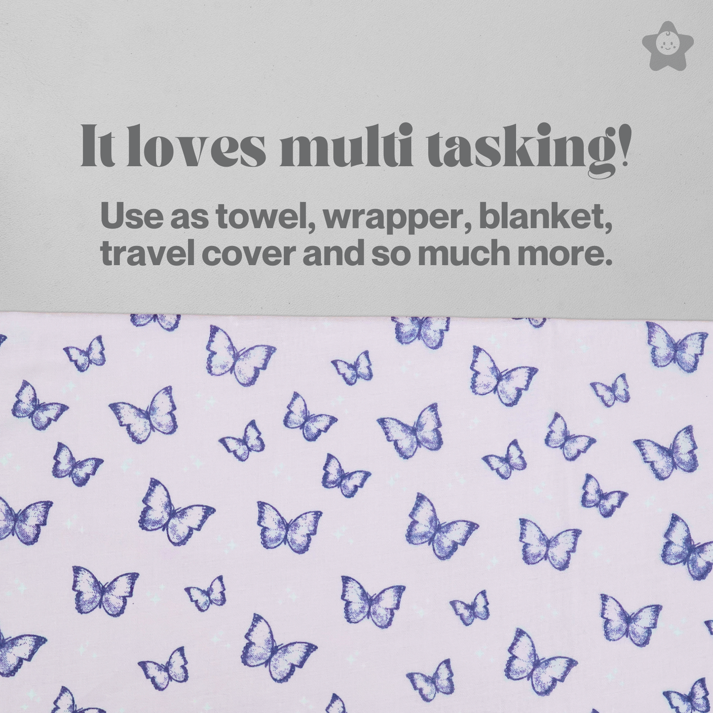 Butterfly Whirl Hooded Wrapper Bath Towel 100% Soft Muslin Cotton (Pack of 1)