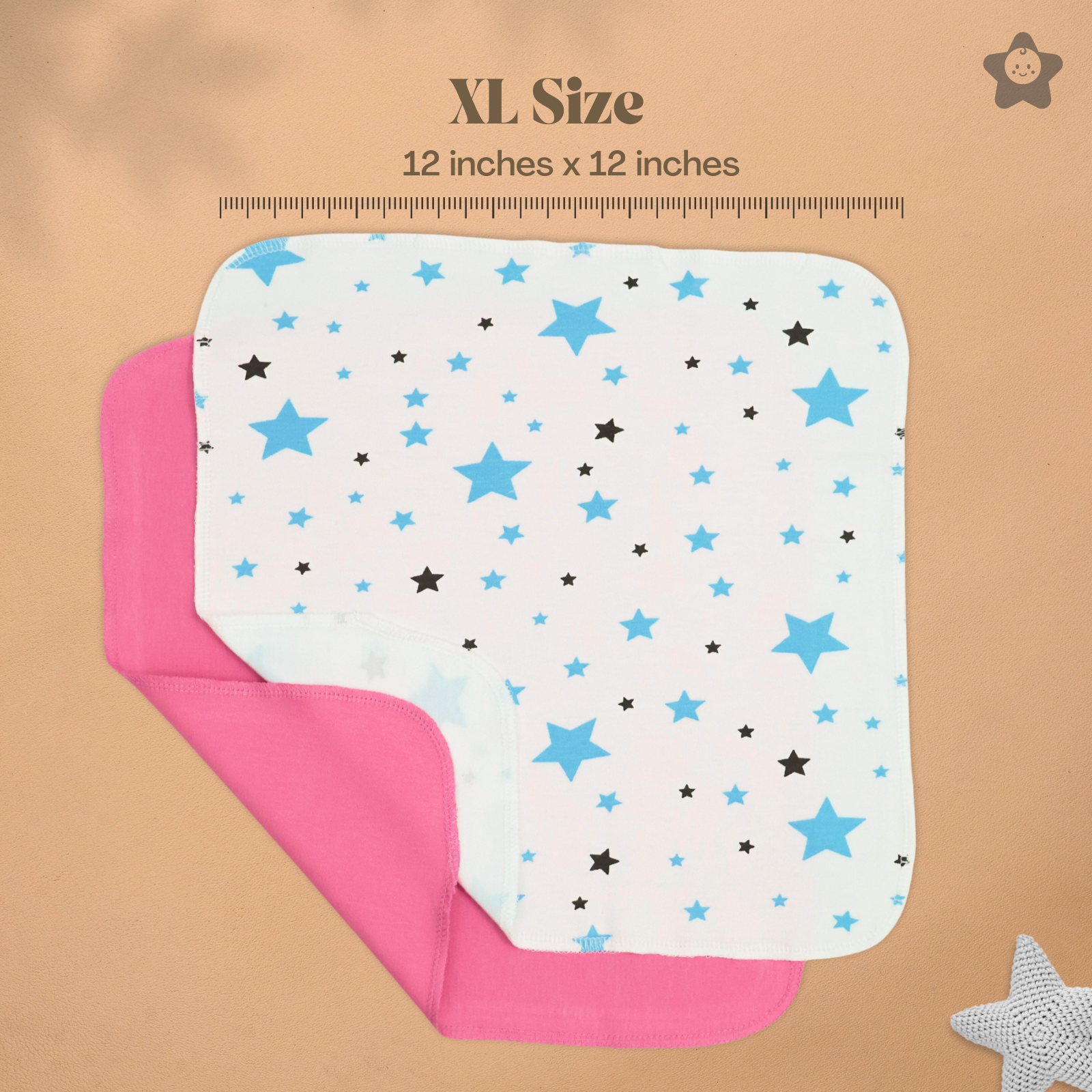 Kika Kiki XL Fusion Pack Wash Cloths - 100% Ultra Soft Cotton Assorted Face wipes (Pack of 5)