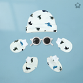 Kika Kiki Cap Mittens Booties Set - 100% Ultra Soft Cotton Combo Dino prints