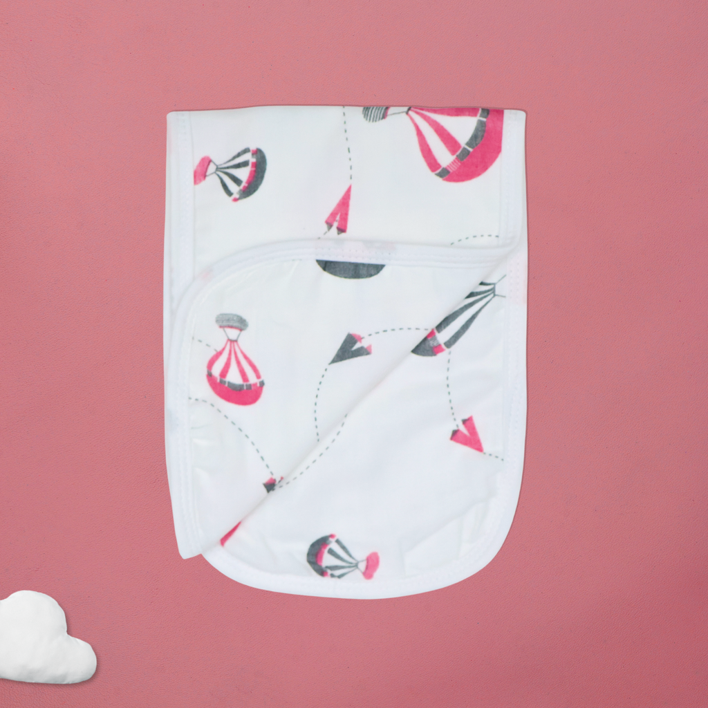 Kika Kiki Fuchisa prints Burp Cloth- 100% Soft Muslin Cotton (Pack of 3)