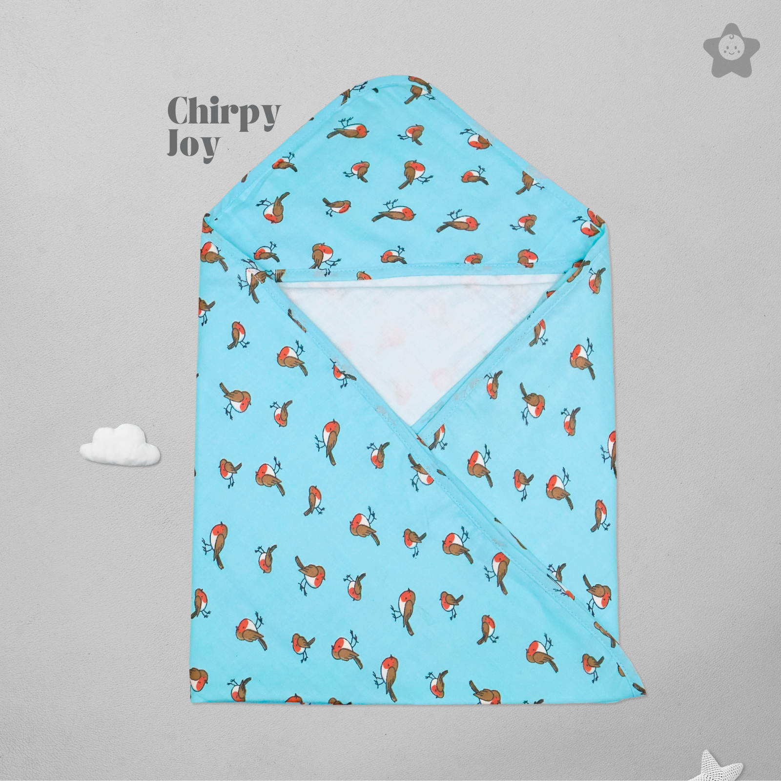 Kika Kiki Chirpy Joy Hooded Wrapper Bath Towel - 100% Soft Muslin Cotton (Pack of 1)