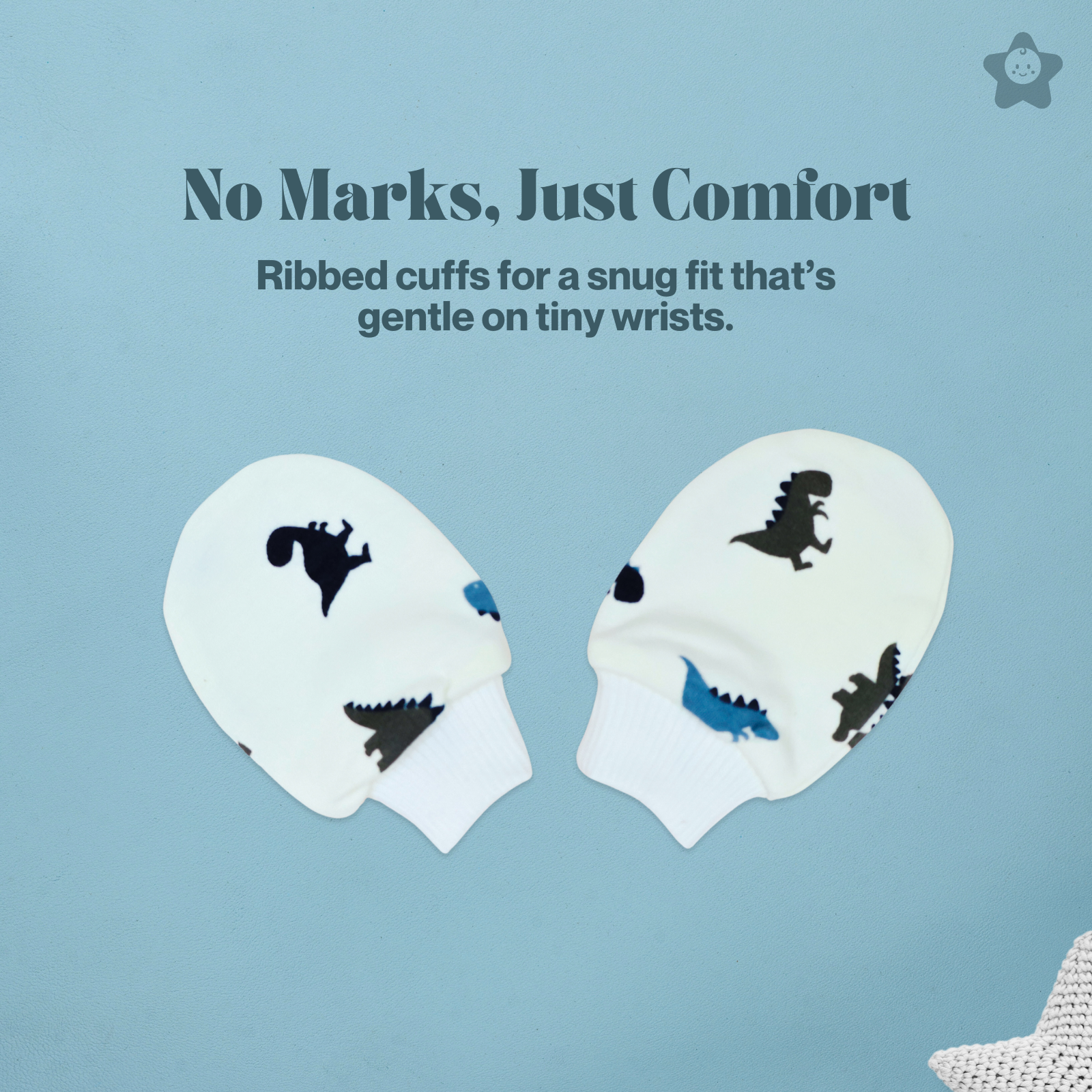Kika Kiki Cap Mittens Booties Set - 100% Ultra Soft Cotton Combo Dino prints