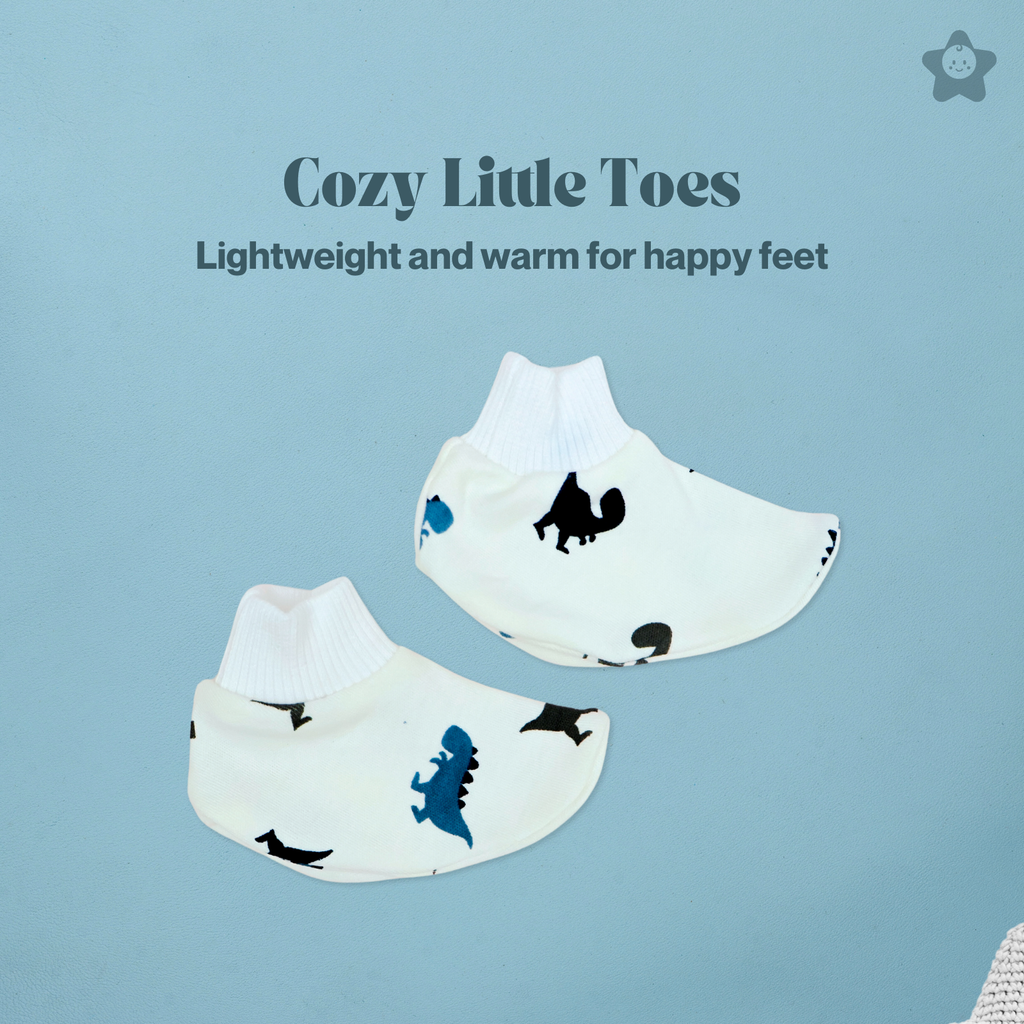 Kika Kiki Cap Mittens Booties Set - 100% Ultra Soft Cotton Combo Dino prints