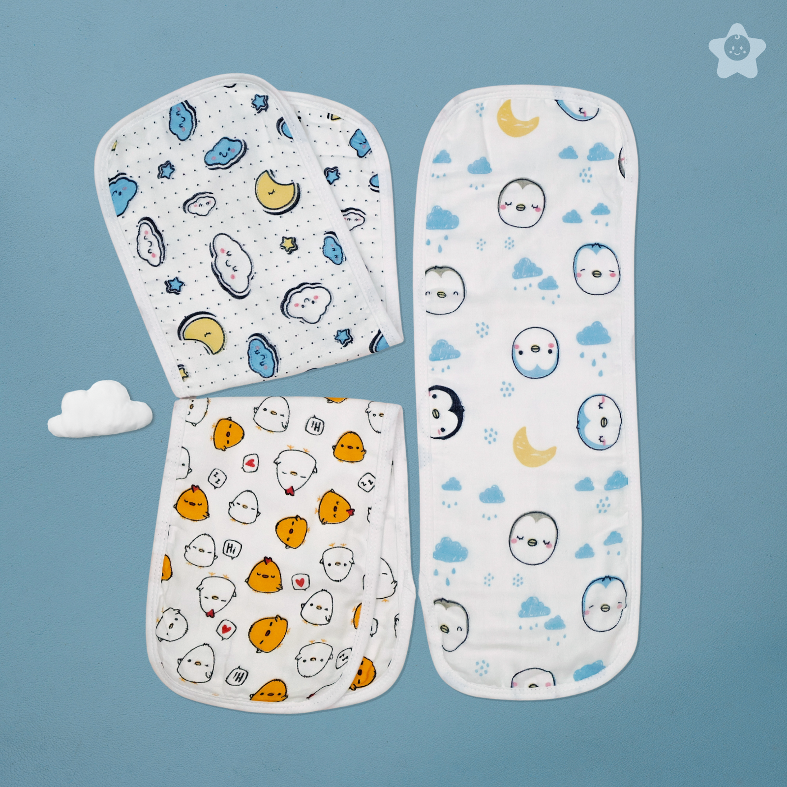Kika Kiki Buddy Boho Burp Cloth- 100% Soft Muslin Cotton (Pack of 3)