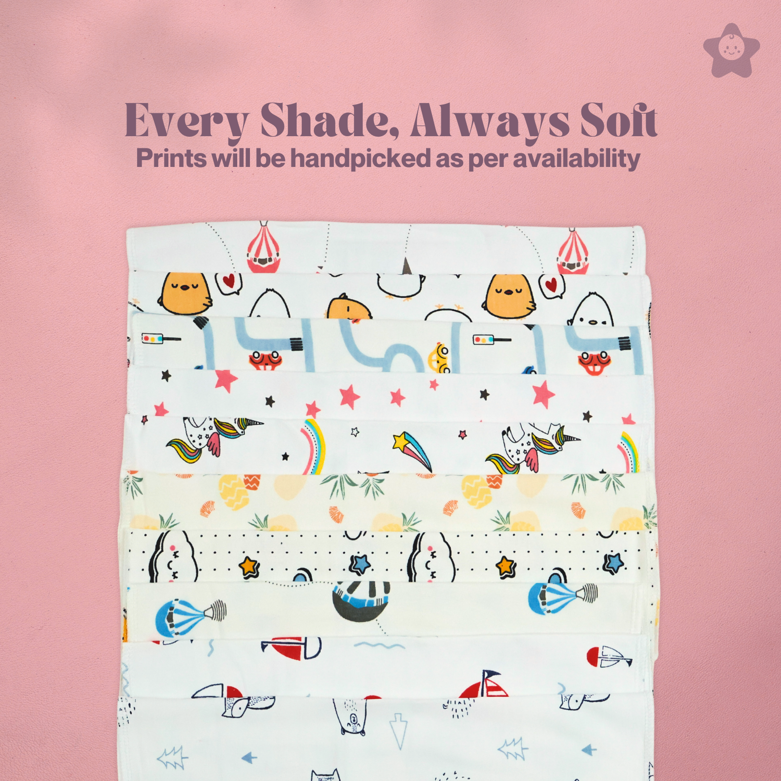 Kika Kiki XL Artistry Prints Wash Cloths - 100% Ultra Soft Cotton Assorted Face wipes (Pack of 5)