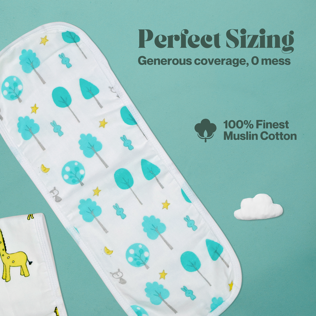 Kika Kiki Nature Prints Burp Cloth- 100% Soft Muslin Cotton (Pack of 2)