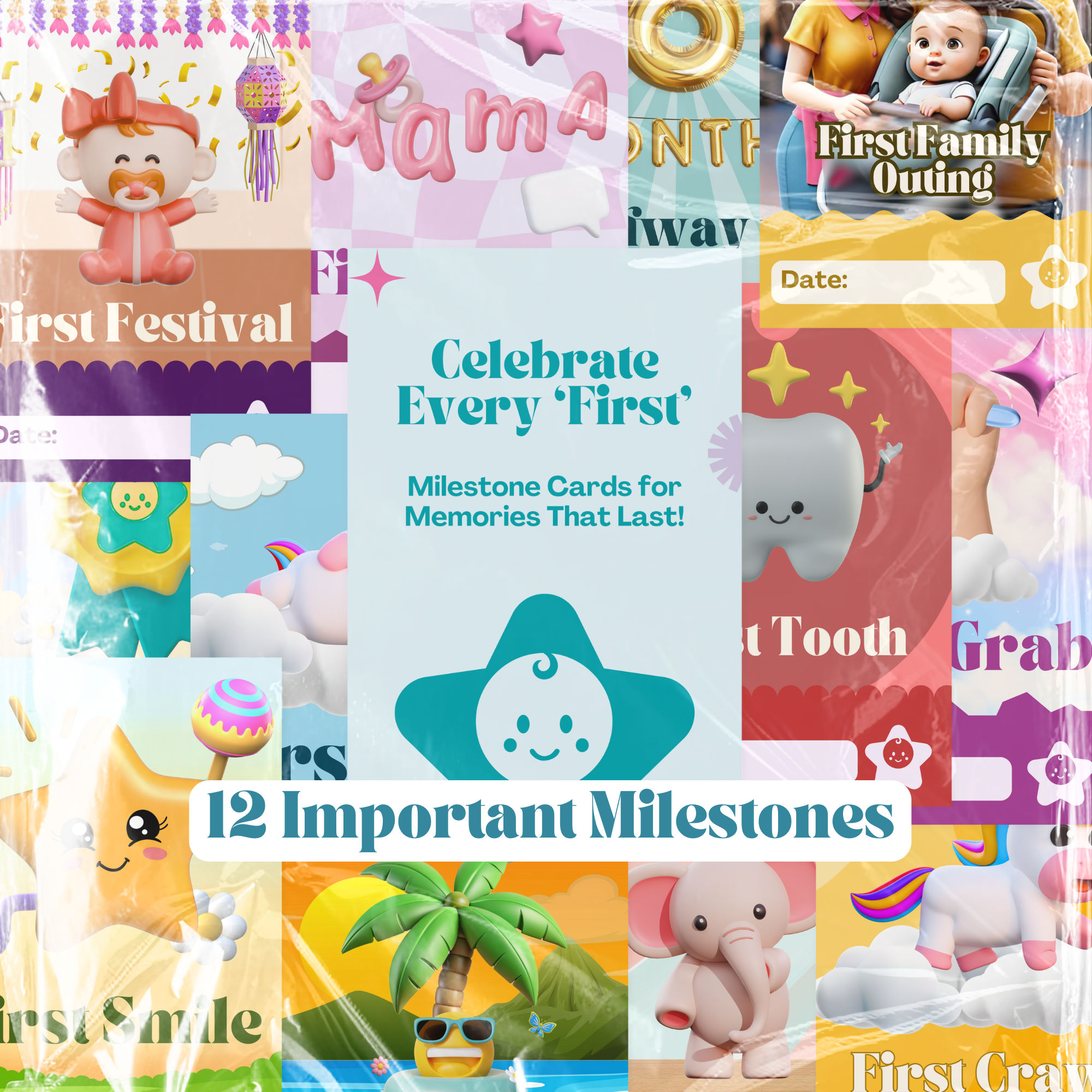 Kika Kiki Kika Kiki Baby Milestone Cards - Celebrate every first with 12 essential milestone cards