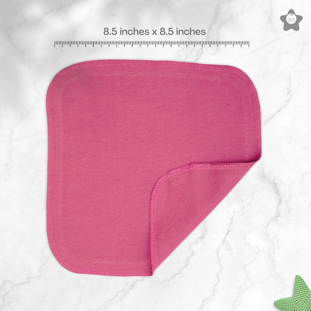 Kika Kiki Solids Pack Wash Cloths - 100% Ultra Soft Cotton Assorted Face wipes (Pack of 5)