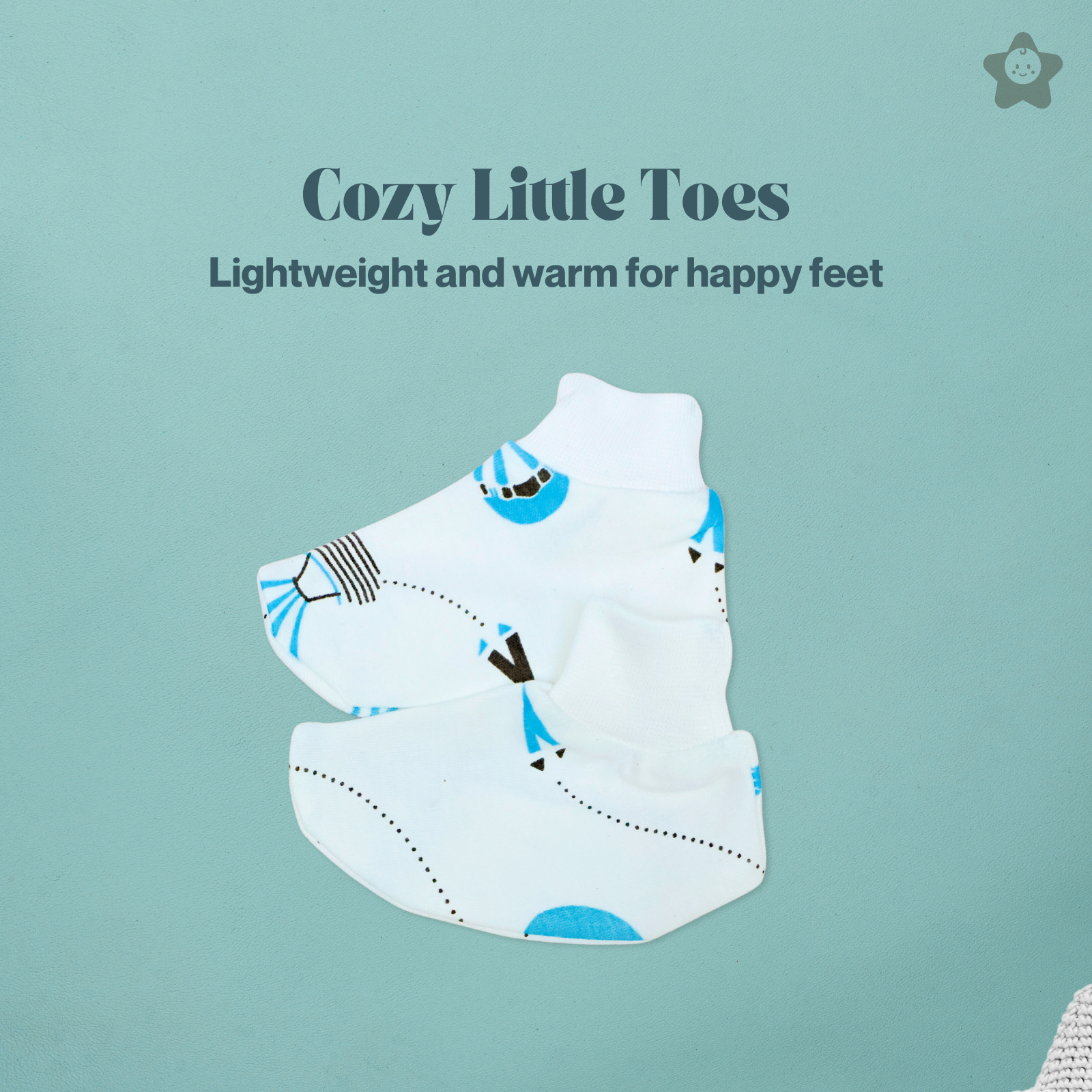 Kika Kiki Cap Mittens Booties Set - 100% Ultra Soft Cotton Combo Sky twinkles Print