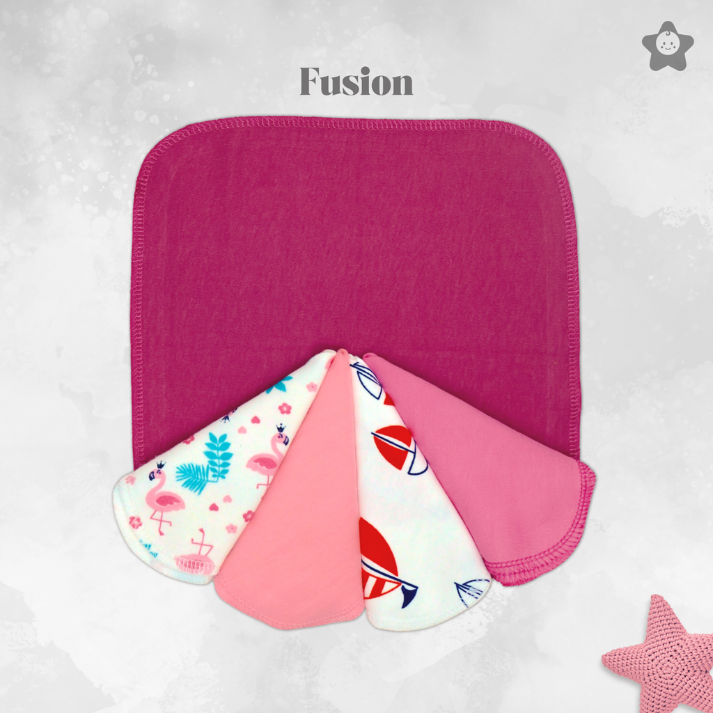 Kika Kiki Fusion Pack Wash Cloths - 100% Ultra Soft Cotton Assorted Face wipes (Pack of 5)