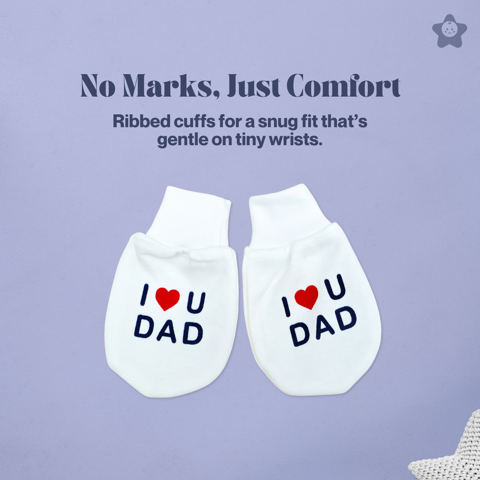 Kika Kiki I Love Dad Prints Cap Mittens Booties Set - 100% Ultra Soft Cotton Combo
