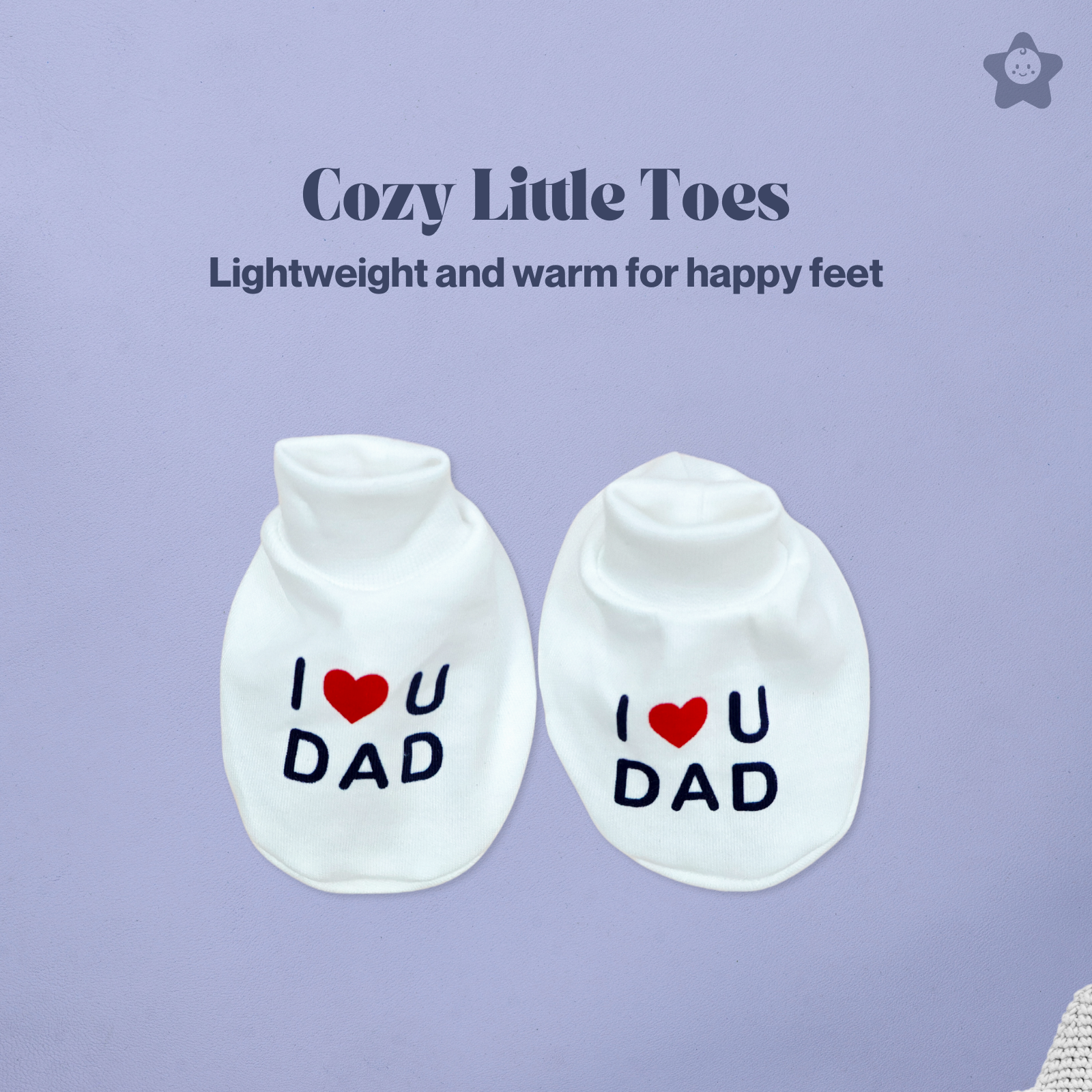 Kika Kiki I Love Dad Prints Cap Mittens Booties Set - 100% Ultra Soft Cotton Combo