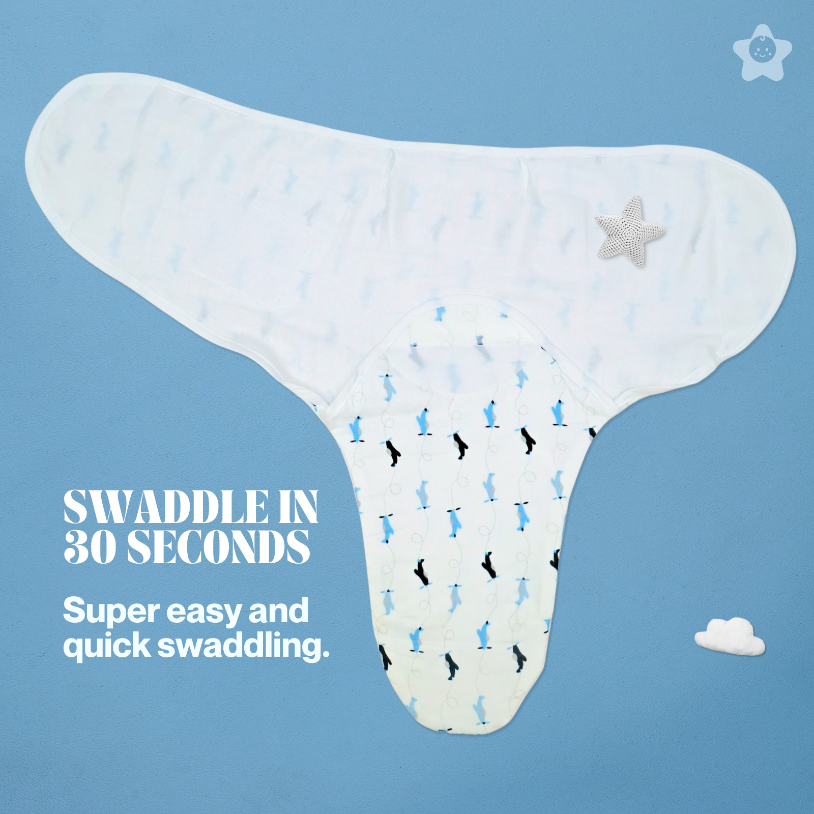 Kika Kiki Jet Setters Velcro Muslin Swaddle -100% Muslin Swaddle Wrapper (Pack of 1)