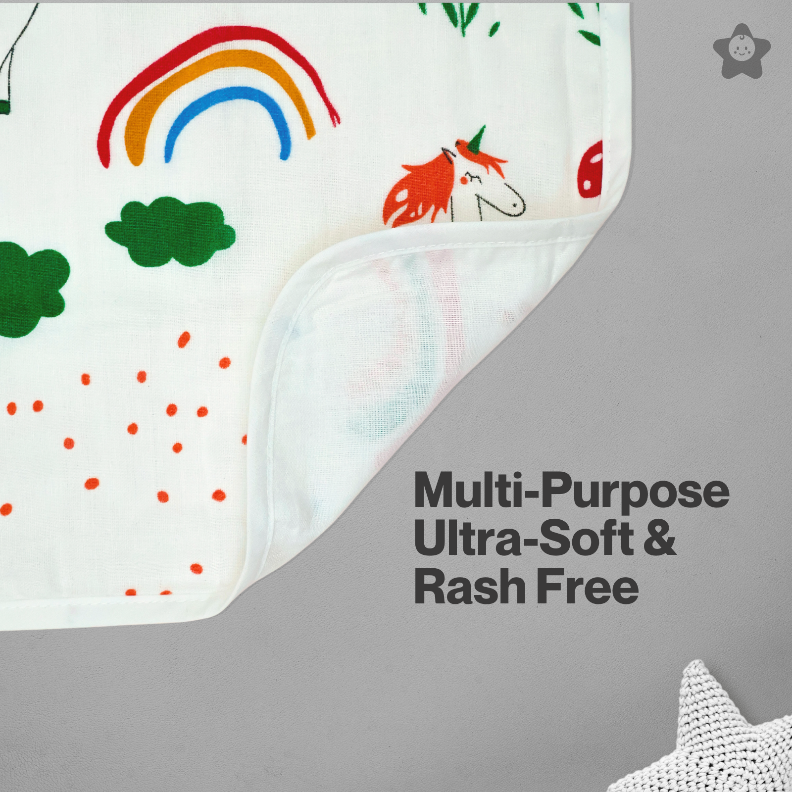 Kika Kiki Muslin 4 Layer XL Wash Cloths - Vivid Prints 100% Cotton Assorted Face wipes (Pack of 3)