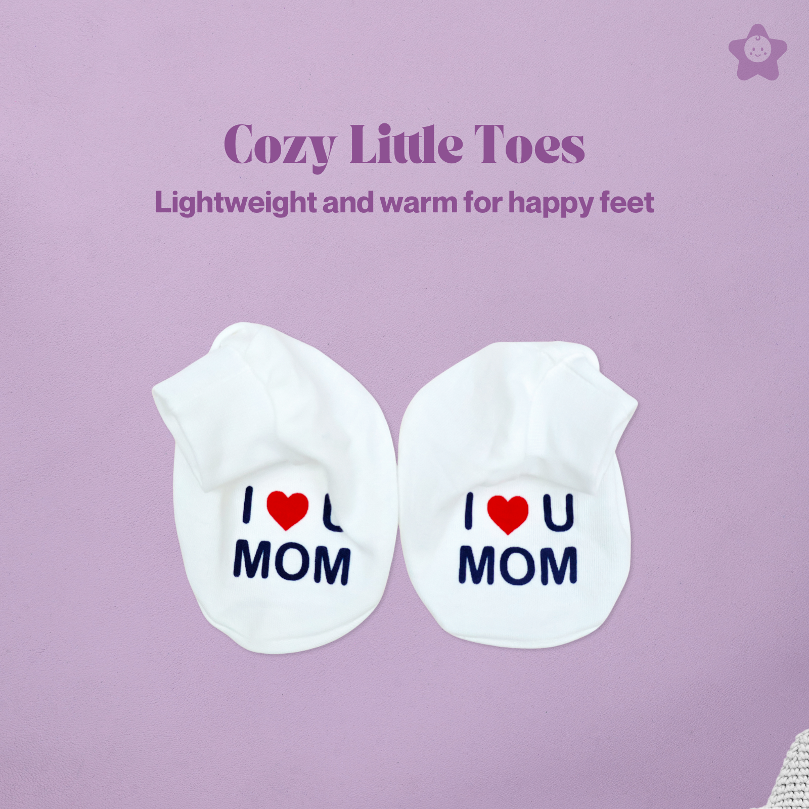 Kika Kiki I Love Mom Prints Cap Mittens Booties Set - 100% Ultra Soft Cotton Combo