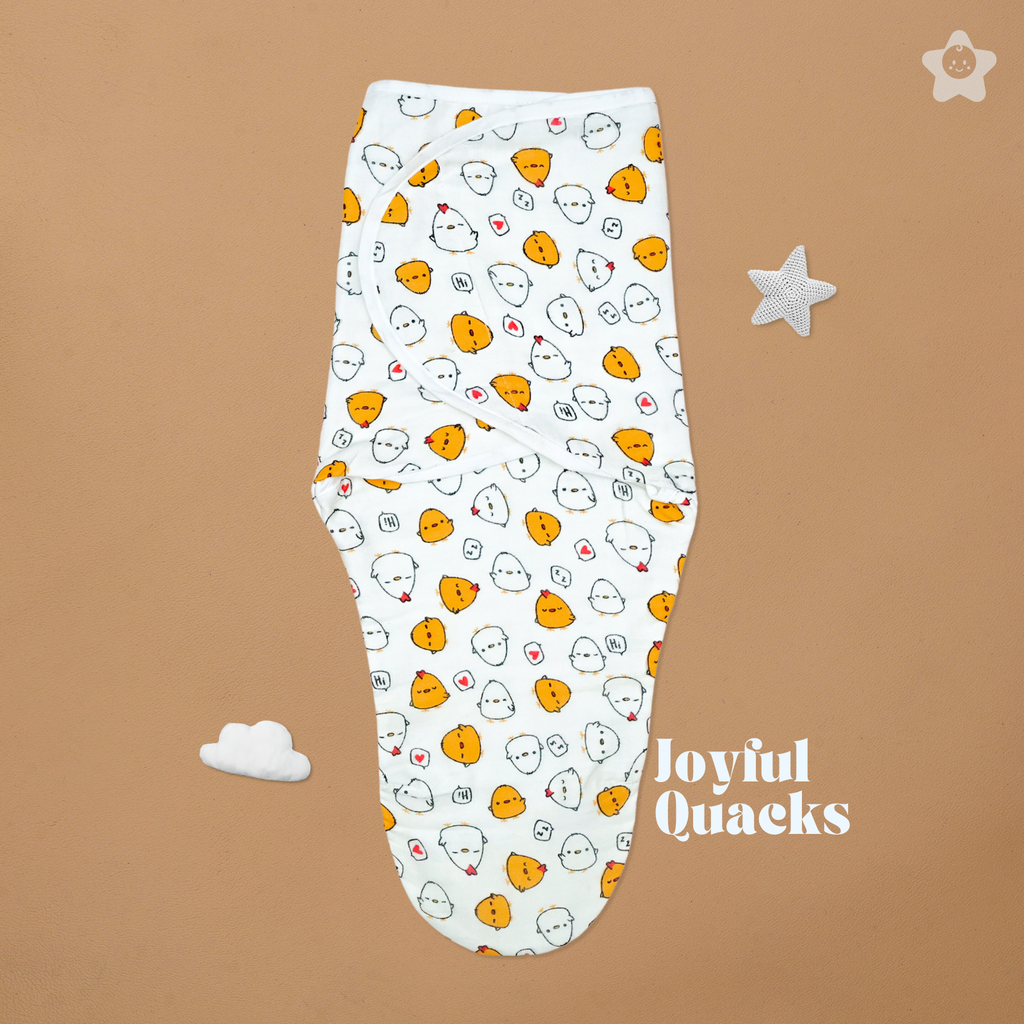 Kika Kiki Joyful Quacks Velcro Muslin Swaddle -100% Muslin Swaddle Wrapper (Pack of 1)