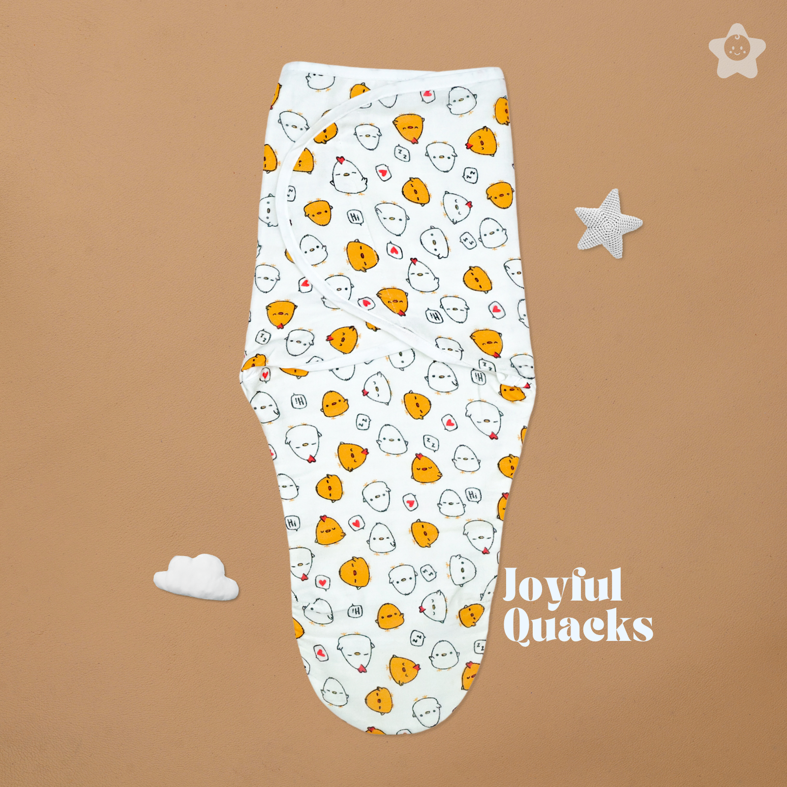 Kika Kiki Joyful Quacks Velcro Muslin Swaddle -100% Muslin Swaddle Wrapper (Pack of 1)