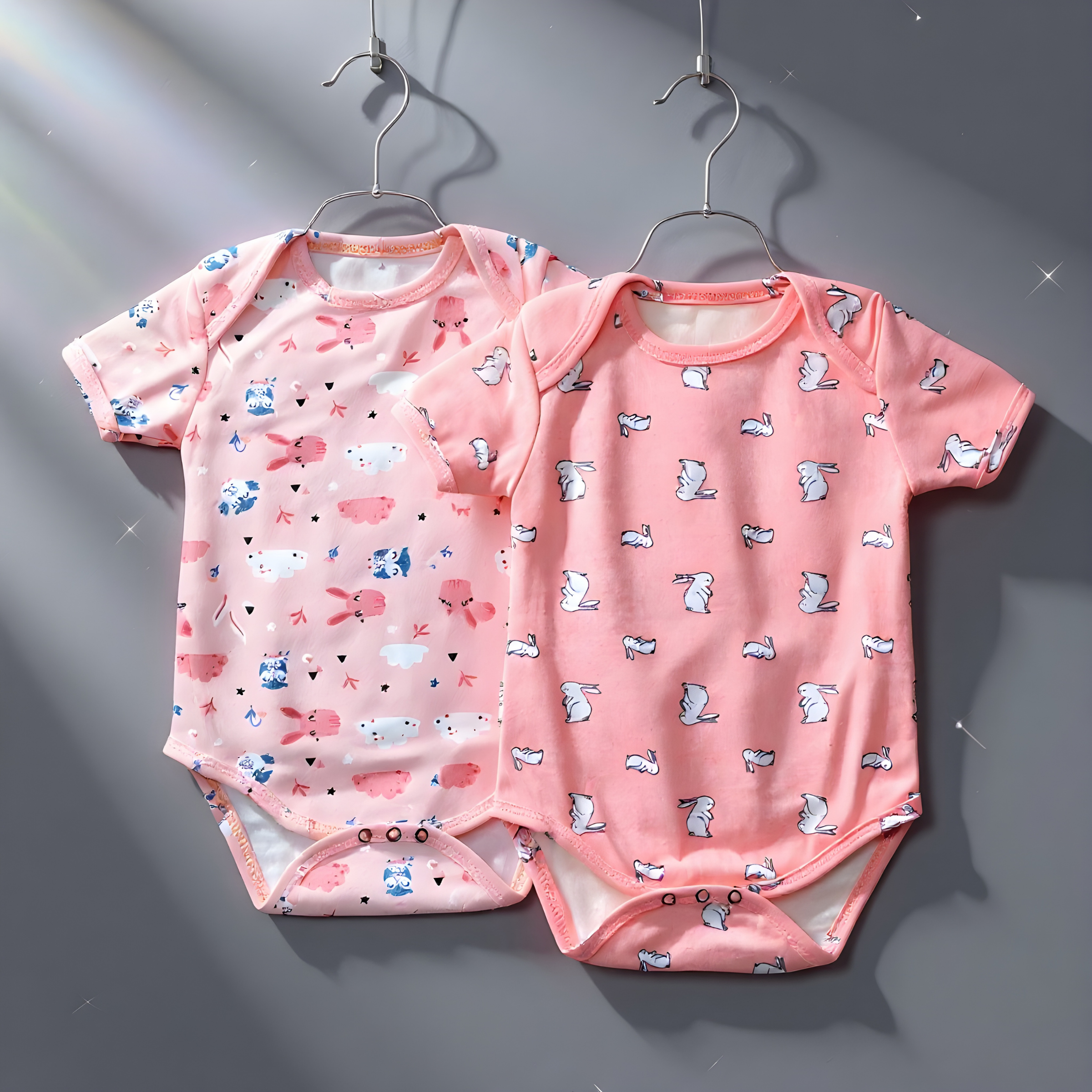 Kika Kiki Peach Shades BodySuits - 100% Ultra Soft Knitted Cotton Unisex Onesies (Pack of 2)
