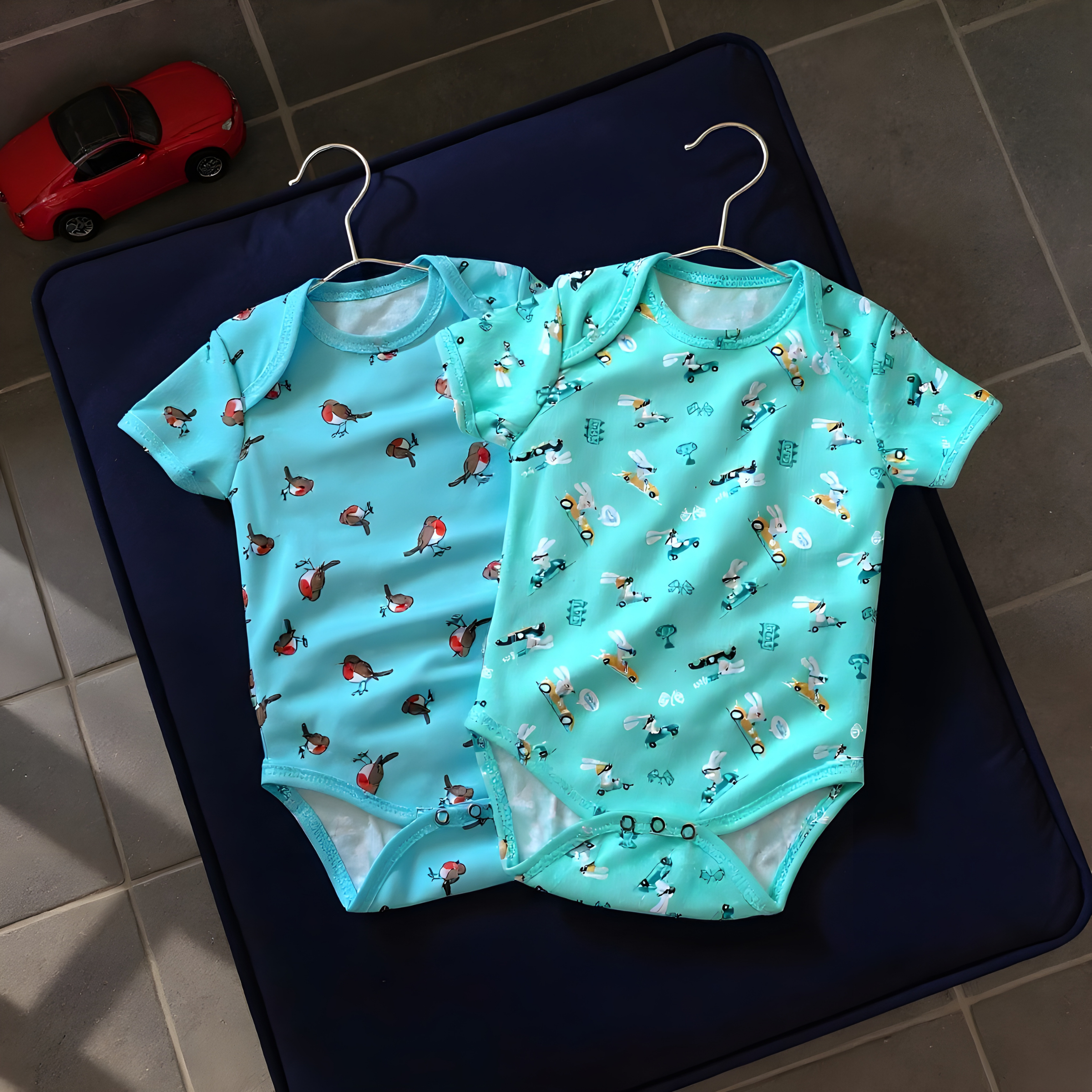 Kika Kiki Frolic Prints BodySuits - 100% Ultra Soft Knitted Cotton Unisex Onesies (Pack of 2)